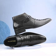 Men Premium Leather Black Formal Ankle Side Zipper Boot (Pride-75-Black)