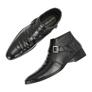 Men Premium Leather Black Formal Ankle Side Zipper Boot (Pride-75-Black)