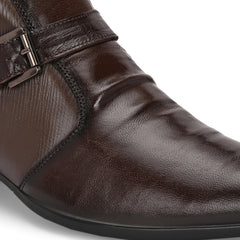 Men Premium Leather Brown Formal Ankle Zipper Boot (Indus-75-Brown)