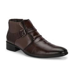 Men Premium Leather Brown Formal Ankle Zipper Boot (Indus-75-Brown)