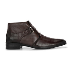 Men Premium Leather Brown Formal Ankle Zipper Boot (Indus-75-Brown)