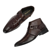 Men Premium Leather Brown Side Zipper Formal Ankle Boot (Pride-75-Brown)