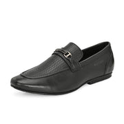 Men Premium Leather Black Slip On Shoes (WalkFree-25-Black)