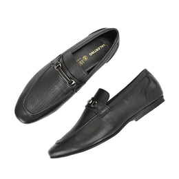 Men Premium Leather Black Slip On Shoes (WalkFree-25-Black)