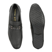 Men Premium Leather Black Slip On Shoes (WalkFree-25-Black)