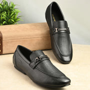 Men Premium Leather Black Slip On Shoes (WalkFree-25-Black)