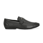 Men Premium Leather Black Slip On Shoes (WalkFree-25-Black)