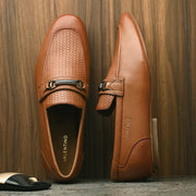 Men Premium Leather Slip On Shoes (WalkFree-25-Tan)