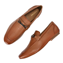 Men Premium Leather Slip On Shoes (WalkFree-25-Tan)