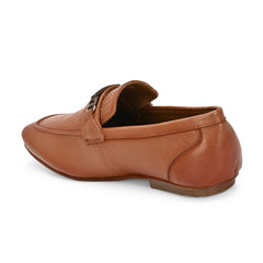 Men Premium Leather Slip On Shoes (Roming-25-Tan)