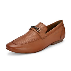 Men Premium Leather Slip On Shoes (Roming-25-Tan)