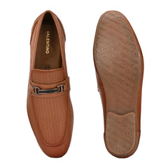 Men Premium Leather Slip On Shoes (Roming-25-Tan)