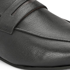 Men Premium Leather Slip On Shoes (Roming-01-Black)