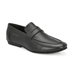 Men Premium Leather Slip On Shoes (Roming-01-Black)