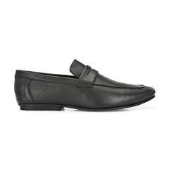 Men Premium Leather Slip On Shoes (Roming-01-Black)