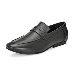 Men Premium Leather Slip On Shoes (Roming-01-Black)