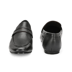 Men Premium Leather Slip On Shoes (Roming-01-Black)