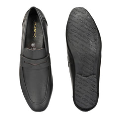 Men Premium Leather Slip On Shoes (Roming-01-Black)