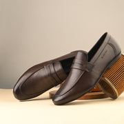 Men Premium Leather Slip On Shoes (WalkFree-01-Brown)