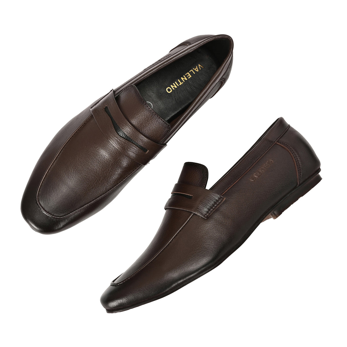 Men Premium Leather Slip On Shoes (Roming-01-Brown)