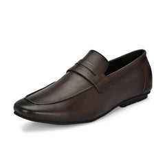 Men Premium Leather Slip On Shoes (Roming-01-Brown)