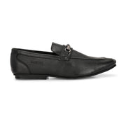 Men Premium Leather Black Slip On Shoes (WalkFree-21-Black)