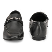 Men Premium Leather Black Slip On Shoes (WalkFree-21-Black)