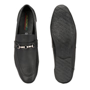 Men Premium Leather Black Slip On Shoes (WalkFree-21-Black)