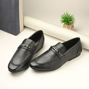 Men Premium Leather Black Slip On Shoes (WalkFree-21-Black)
