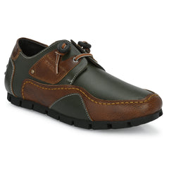 Men Premium Leather Casual Derby Shoes (Entero-55-OliveTan)