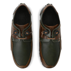 Men Premium Leather Casual Derby Shoes (Entero-55-OliveTan)