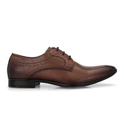 Men Premium Leather Brown Lace-Up Formal Derby Shoes (Reform-73-Brown)