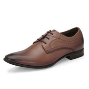 Men Premium Leather Brown Lace-Up Formal Derby Shoes (Reform-73-Brown)
