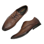 Men Premium Leather Brown Lace-Up Formal Derby Shoes (Reform-73-Brown)
