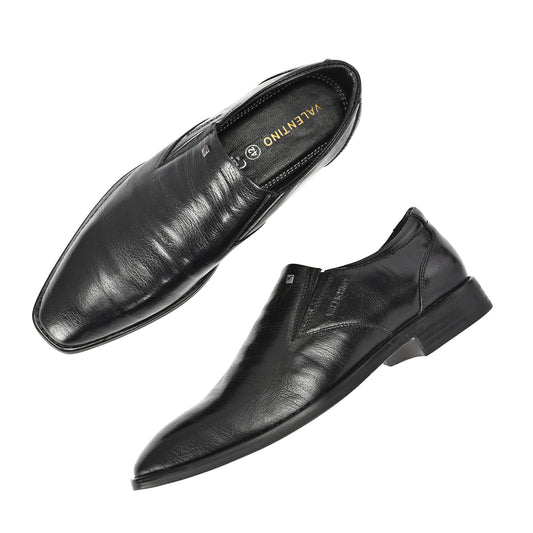 Men Premium Leather Black Slip-On Formal Shoes (Giness-21-Black)