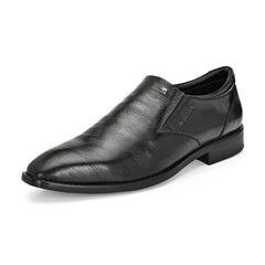 Men Premium Leather Black Slip-On Formal Shoes (Giness-21-Black)