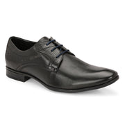 Men Premium Leather Black Lace-Up Formal Derby Shoes (Reform-73-Black)