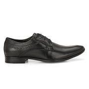 Men Premium Leather Black Lace-Up Formal Derby Shoes (Reform-73-Black)