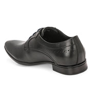 Men Premium Leather Black Lace-Up Formal Derby Shoes (Reform-73-Black)