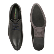 Men Premium Leather Black Lace-Up Formal Derby Shoes (Reform-73-Black)