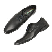 Men Premium Leather Black Lace-Up Formal Derby Shoes (Reform-73-Black)