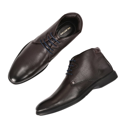 Men Premium Leather Brown Lace-Up Formal Derby Shoes (Kronox-75)