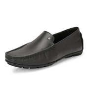Men Premium Leather Black Slip On Loafer (Italiano-01-Black)