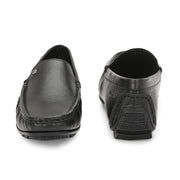 Men Premium Leather Black Slip On Loafer (Italiano-01-Black)
