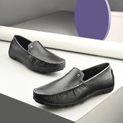 Men Premium Leather Black Slip On Loafer (Italiano-01-Black)