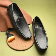 Men Premium Leather Black Slip On Loafer (Italiano-01-Black)