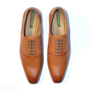 Men Premium Leather Cognac Lace-Up Formal Derby Shoes (Victor-52-Cognac)