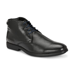 Men Premium Leather Black Lace-Up Formal Derby Shoes (Kronox-75)