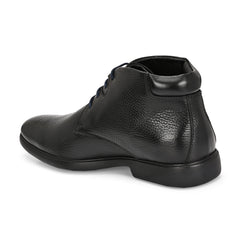 Men Premium Leather Black Lace-Up Formal Derby Shoes (Kronox-75)