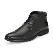 Men Premium Leather Black Lace-Up Formal Derby Shoes (Joyland-75-Black)